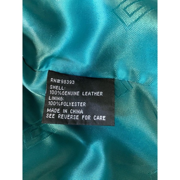 Pamela McCoy Vintage 80's Leather Jacket Turquoise Leather 80s Women's Size S - Picture 10 of 16
